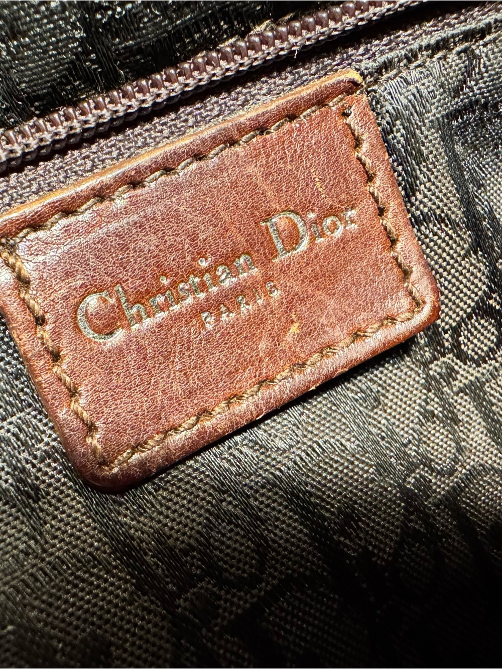 Dior Brown Leather Tote with Floral Embroidery - Picture 7 of 12